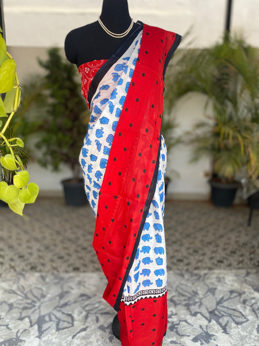 Printed Mull cotton saree