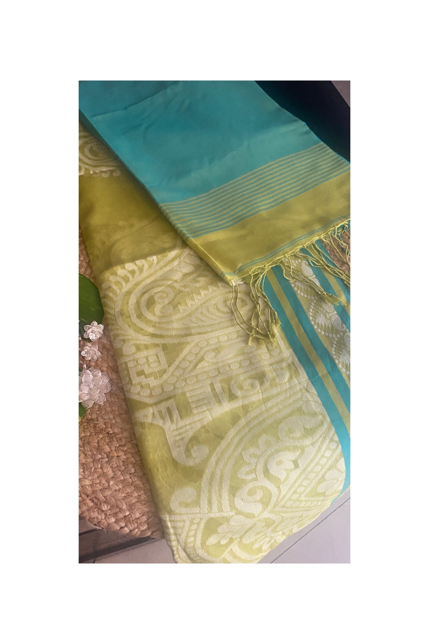 GREEN COTTON JAMDANI SAREE