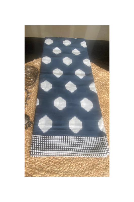 GREY IKKAT PRINT MULL COTTON