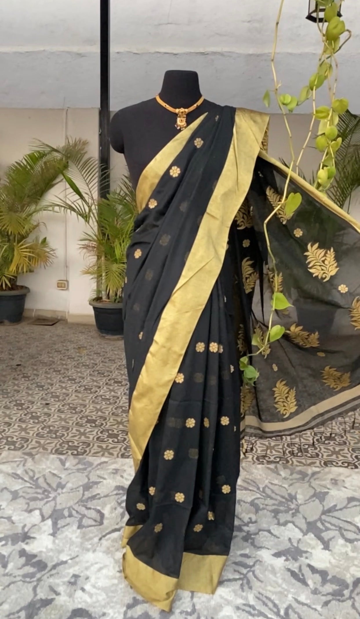 Black cotton saree