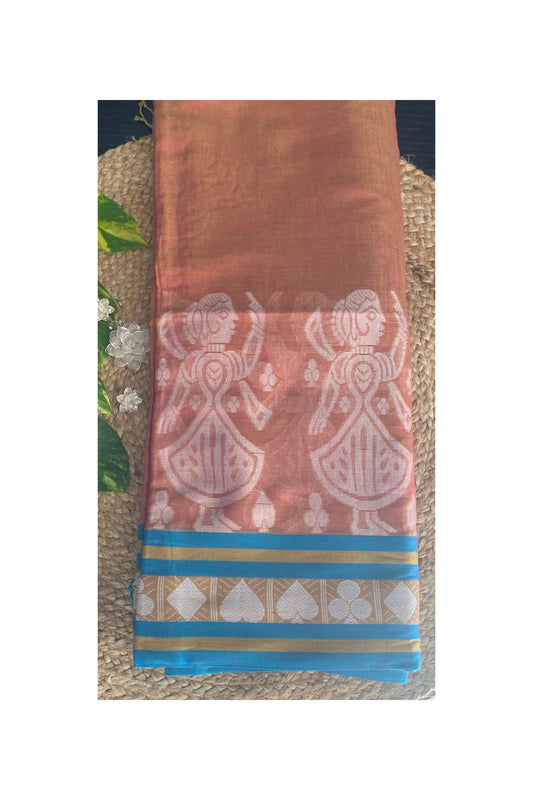 Peach Cotton Jamdani Saree