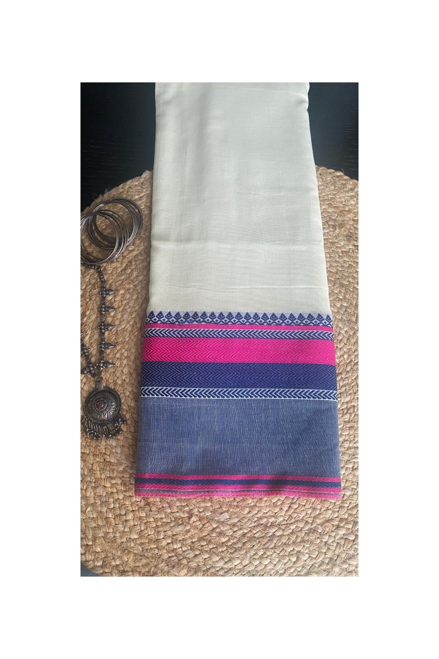 Off white Cotton Jamdani Saree