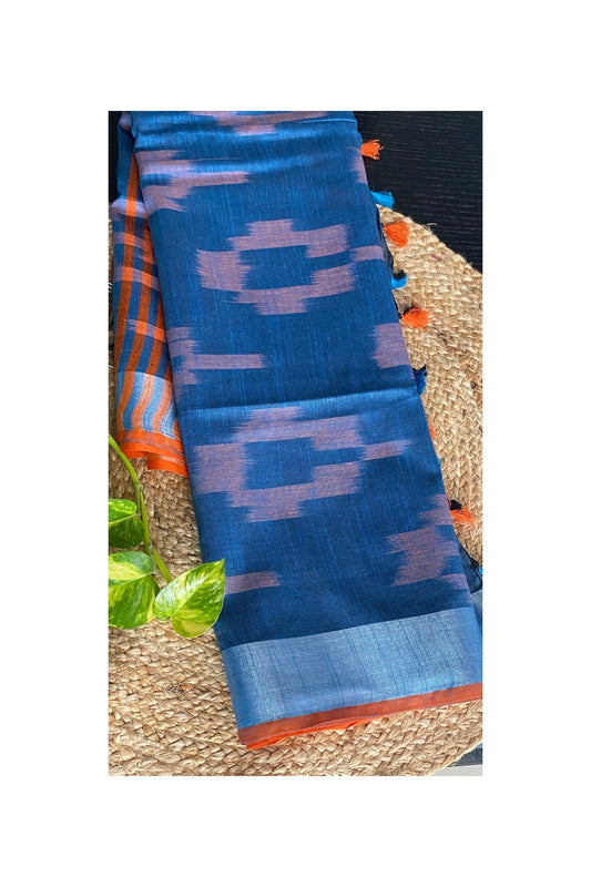 BLUE IKKAT LINEN SAREE
