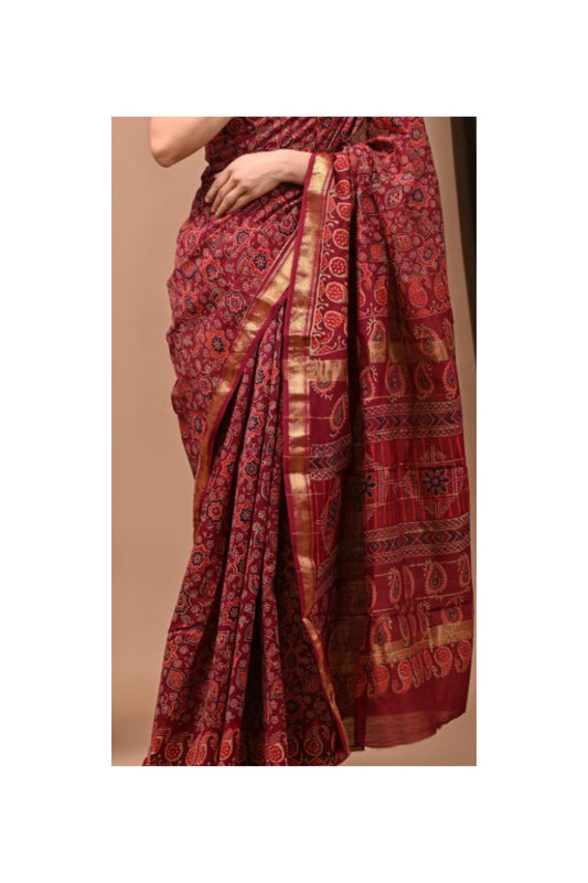 MAROON MAHESHWARI SAREE