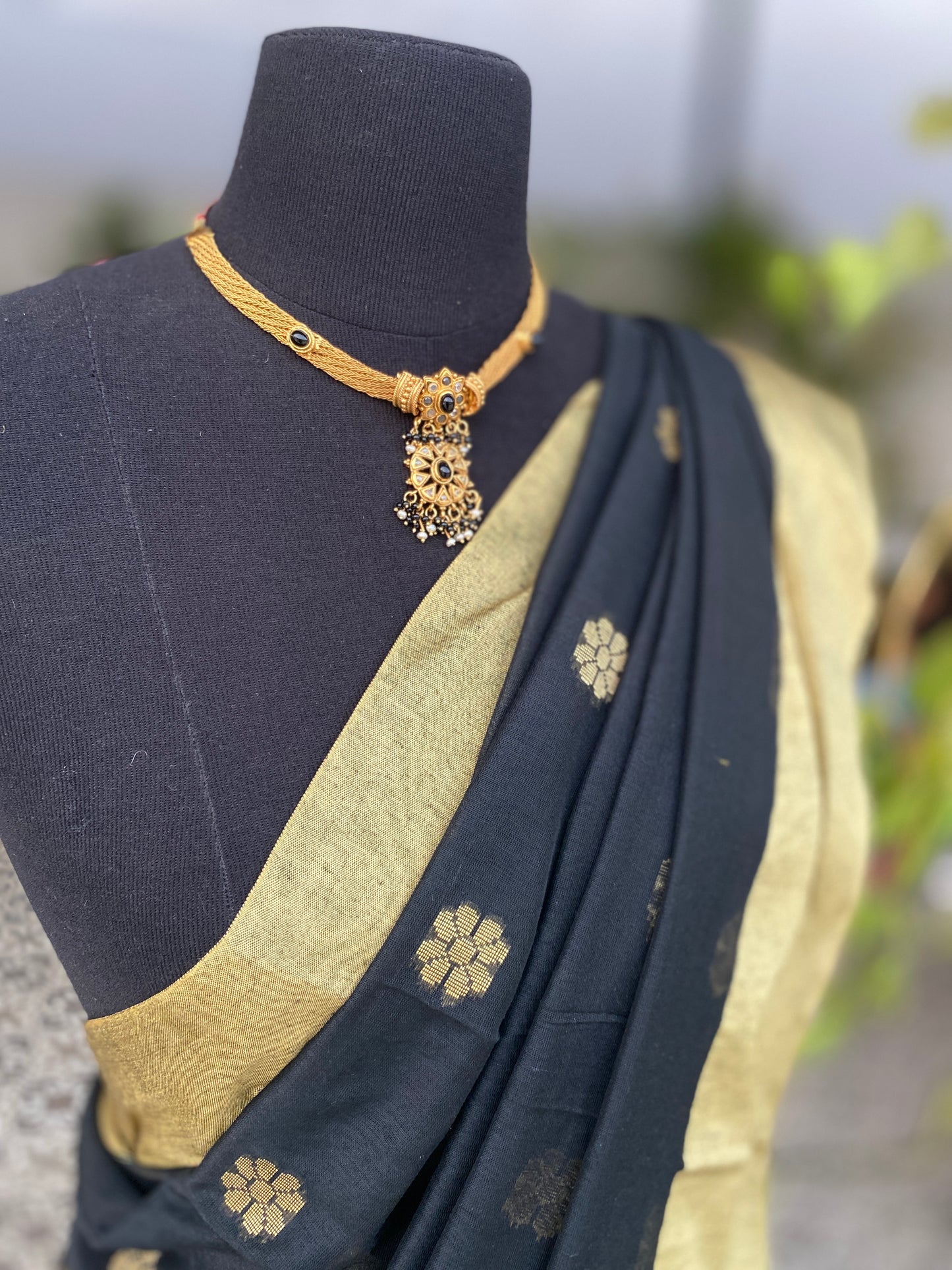 Black cotton saree