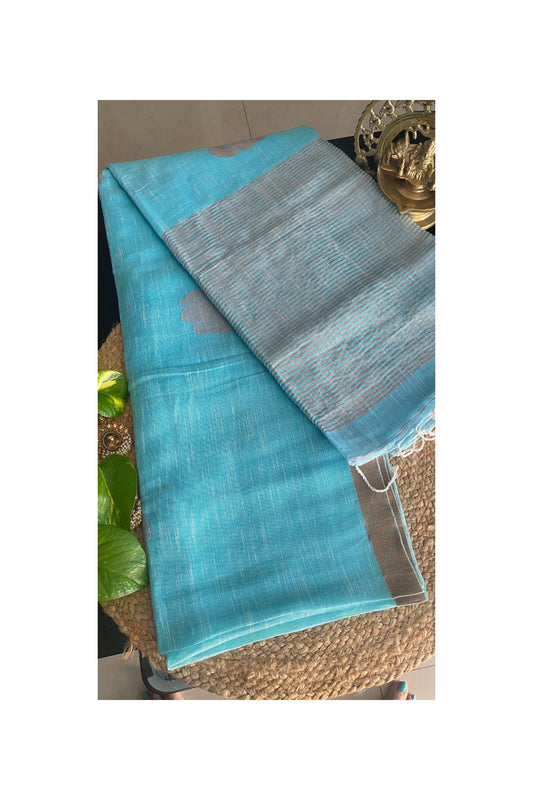 LINEN SKY BLUE JAMDANI SAREE