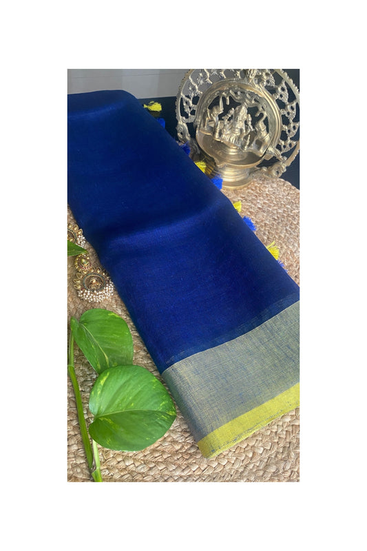 Linen blue  saree